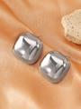 Minimalist square silver titanium steel studs with a high-polished mirror finish - Steel Color Square (3406)