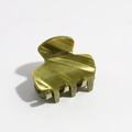 Detail showing the olive green marble texture and sturdy teeth of the hair claw clip - Green
