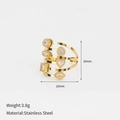 Onregelmatige geometrische vergulde roestvrijstalen ring met zirkoon en maten - 18K goud
