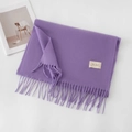 Morbida sciarpa viola effetto cashmere con nappe e un'etichetta del marchio pulita - Senza Etichetta / Viola Chiaro