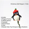 Christmas penguin DIY materials kit for pom pom flower decorations including hats - Penguin 5 Sets/Pack