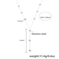 Lange Y-vormige roestvrijstalen ketting met holle hartvormige hangers en kwastje - Zilveren Hart Y-ketting / 88+5cm