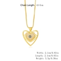 Golden heart pendant necklace with blue and clear evil eye stones on a white background - XL-225-B (Heart Eye)
