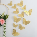 Golden 3D hollow butterfly wall stickers for wedding and home decoration set of 10 - Style A / Gold