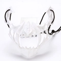 Detailed view of a white skeletal half-face mask with adjustable black elastic strap - Plastic / Nue White