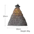 Handwoven gray hemp rope cone lampshade with hook, rustic bohemian style, 20cm height - 20*20cm (Bulb Not Included)