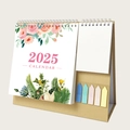 2025 floral desktop calendar with sticky notes and brown kraft paper base stand - K07 Flower Blooming with Sticky Notes 2026.7-2027.12