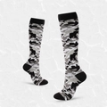 Knee-high compression sports socks featuring a classic black and grey camouflage pattern - S/M / Camouflage A (Black White Grey)