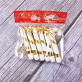 Set mit 6 weiß-goldenen Zuckerstangen-Weihnachtsanhängern mit goldenen Schnüren - 6er Set / Gold