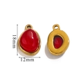 18K gold-plated titanium steel necklace pendant featuring a red stone 18mm by 12mm - Red