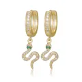 Elegante 18k vergulde slangen oorbellen met fonkelende kristallen en groene ogen - Spirituele Slang Ingelegde Oorbellen (EZ-1)