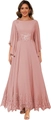 Elegant dusty rose chiffon evening gown with flutter sleeves and floral lace appliques - US size 2 (S) / Dusty Pink