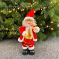 Electric climbing Santa Claus doll in red velvet outfit with golden drum decoration - Drumming Santa