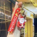3D Santa Claus keychain with red 'Christmas' wrist strap and golden bell pendant - Santa Claus 4