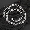 11mm silver stainless steel Cuban link necklace for men with lobster clasp on bark texture - 24 Inches (60.96cm) / Steel