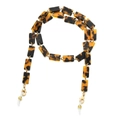 Catenella per occhiali in resina tartarugata marrone con moschettoni dorati e anelli - Stampa leopardata
