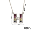 Collana con ciondolo lettera H argento con pietre a righe tricolori e misure precise - Stile Lettera H (N00445-3)