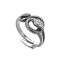 Vintage silver snake open ring with detailed scale texture and retro punk style design - Adjustable Open / Style 9 (Retro Silver Snake)