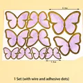 Purple gradient butterfly cake toppers with gold edges in 8.0cm and 3.8cm sizes - Purple Gradient Glossy Butterfly Material Kit