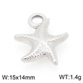 Silver starfish charm in stainless steel for DIY jewelry, size 15x14mm and weight 1.4g - Silver Sea Star (KLJ9936-Z)