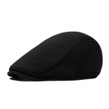 Classic black wool-blend flat cap featuring a minimalist English retro newsboy style - Adjustable / Black