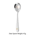 Silver 304 stainless steel kids spoon with deer print and 17.6cm size dimensions - Long Handle Deer Spoon
