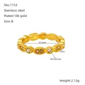 Size 8 gold wavy stackable ring in 18k plated stainless steel with sparkling cubic zirconia - Wave Edge Rhinestone Style (1153)