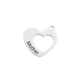 Polished silver heart pendant featuring Mother engraving and cutout heart design detail - Steel Color Mother