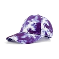Purple and white tie-dye baseball cap with a curved brim for sun protection - Purple Tie Dye