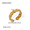 Anello in acciaio al titanio dorato con inserto di perle e accento di zircone minimalista - Anello con Intarsio di Perle (JDRW2310007) / Oro
