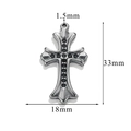 Silver vintage cross pendant in stainless steel with detailed dimensions 33mm by 18mm - Style Z2305S32/Inlaid Center