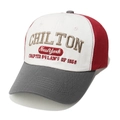 Detalle de gorra de béisbol tricolor Chilton New York con bordado 3D vintage - M (56-58cm) / Patchwork Rojo Blanco Gris (A)