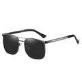 Men's square pilot sunglasses with gunmetal frame and dark polarized lenses - Gun Frame Black Lens