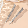 Elegante coppia di fermagli per capelli in argento con strass per acconciature da sposa - Zircone Bianco Argento Coppia
