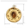 Gold stainless steel oval tiger eye stone pendant dimensions 17mm by 15mm with 1.5g weight - Gold Round Brown Stone