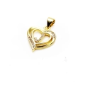 Detail of gold heart pendant featuring double-layer design and micro-pave cubic zirconia - Letter J
