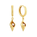 Eleganti orecchini a conchiglia dorati con perle bianche dal design minimalista argento s925 - Oro