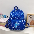 Dark blue toddler backpack with cute dinosaur prints and spacious zippered front pocket - Style 2 (Dark Blue Dinosaur Astronaut)
