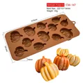 Detailed size specifications for 12-cavity silicone pumpkin chocolate and soap mold - FCM-Pumpkin CM-147 / Brown