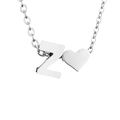 Collana in acciaio inossidabile argento con lettera Z lucida e ciondoli a cuore - Z-Acciaio
