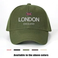 Armeegrüne Baseballkappe mit London England Stickerei und Union Jack Flaggen-Patch - Einheitsgröße / Armeegrün