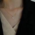 Elegant gold double H pendant necklace with zircon pavé detail for a minimalist look - Gold H-Letter Style