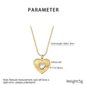 Detailed view of heart pendant with central zircon on beaded stainless steel chain - Heart Zircon Radiating Texture Style (KN297758-YWQY)