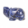 Deep blue natural stone turtle figurine with white marble veins on white background - Blue Sodalite / S