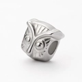 Polished silver stainless steel owl charm bead for DIY bracelets and jewelry - Owl Steel Color