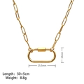 Gold stainless steel paperclip chain necklace with 18k gold-plated carabiner lock charm - Carabiner Paperclip Chain