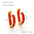 18K gold plated stainless steel hollow heart hoop earrings with sparkling zircon - Red Zirconia