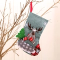 Calza natalizia con renna e tessuto verde per decorazione albero di Natale - Renna di Natale