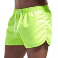 Short de plage homme jaune néon à séchage rapide avec cordon blanc et fente - Vert Herbe