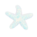 Cute starfish hair clip for girls with shimmering iridescent white sequins in rainbow colors - Light Blue Glitter